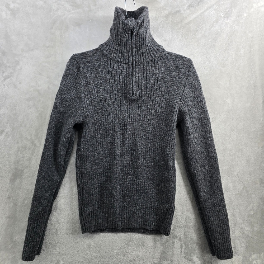 Helly Hansen Womens Grey Lambswool Blend Quarter Zip Sweater Size Small